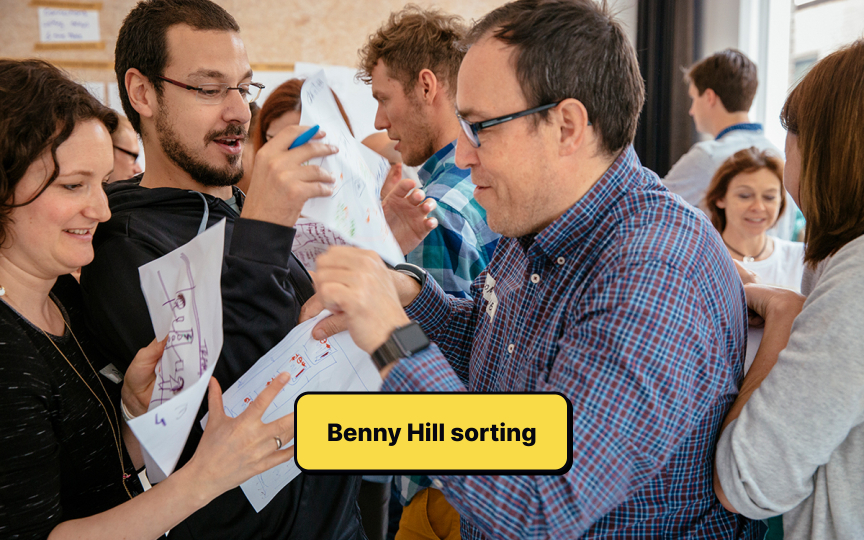 Benny Hill sorting (”Thirty-Five”)