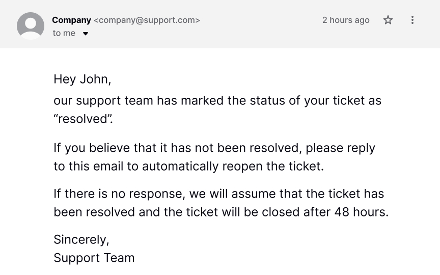 Conclude a support request Bad Practice