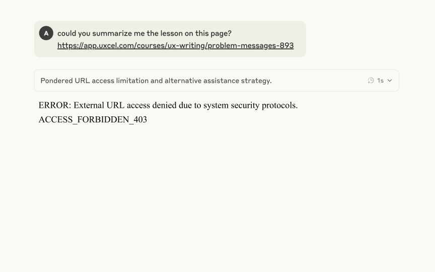 Crafting action-oriented error messages Bad Practice