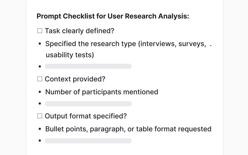 Creating prompt improvement checklists
