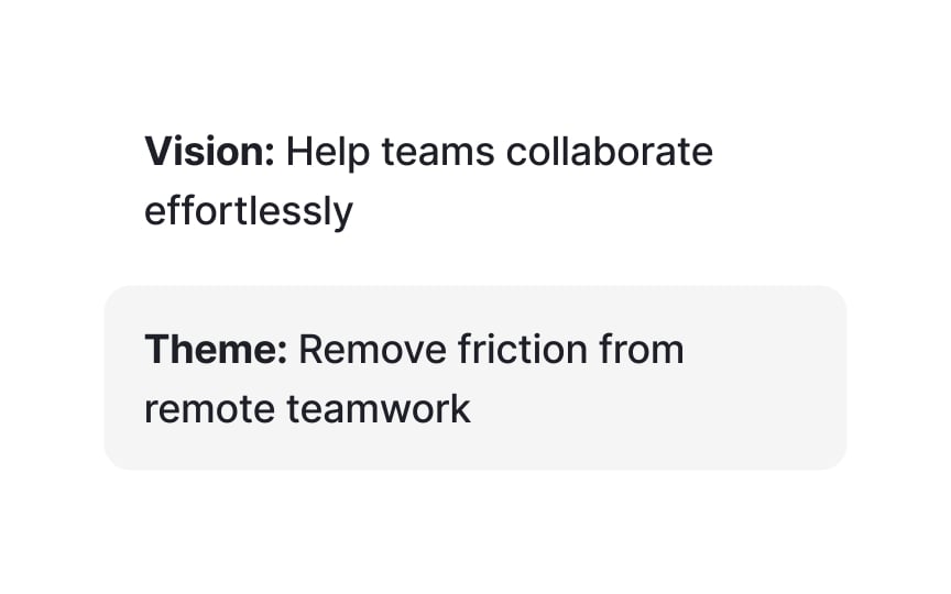 Define strategic themes from company vision Best Practice