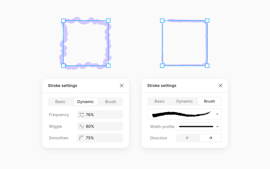 Dynamic and brush strokes