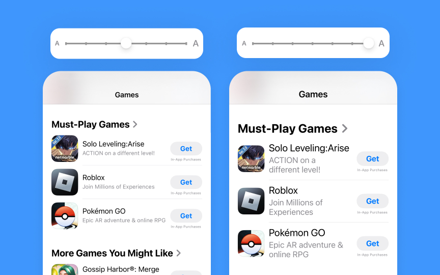 Dynamic type and spacing