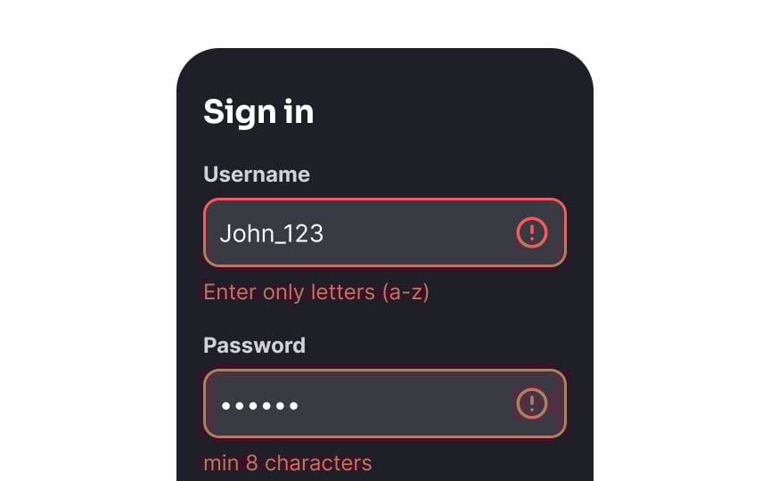 Place the error message near the erroneous input