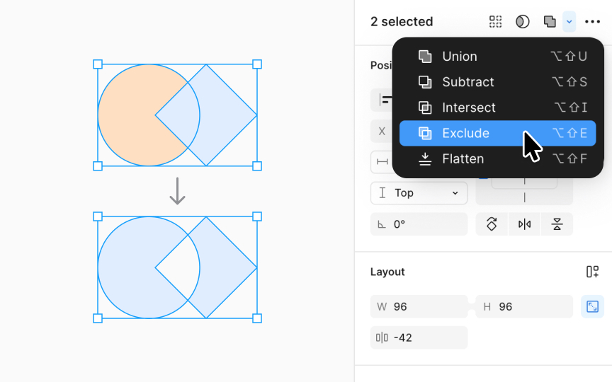 Exclude selection