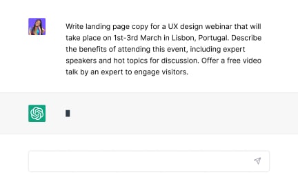 Generate copy for a landing page or website