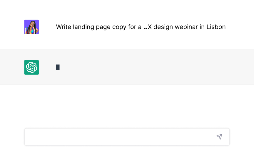 Generate copy for a landing page or website Bad Practice