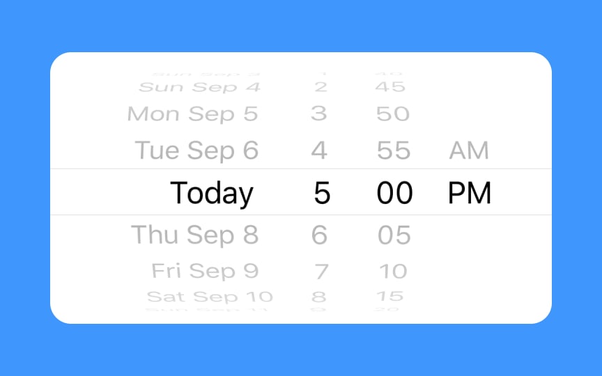 Scrolling date and time picker