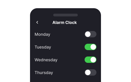 Mobile toggle switch alignment