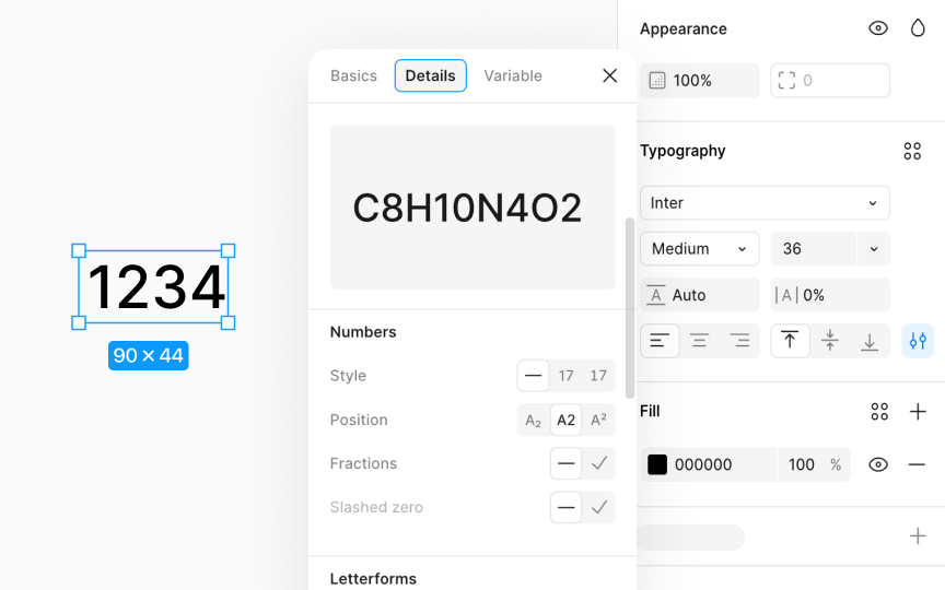 Numbers settings