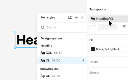 Organizing and editing text styles in Figma