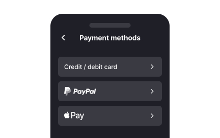 Allow different payment options