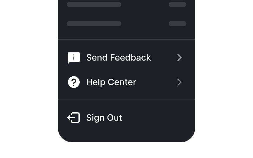 Place help & feedback options at the bottom Best Practice