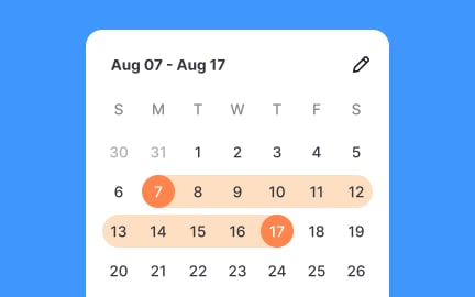 Visually indicate the selected date range