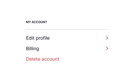Show a link to delete the account