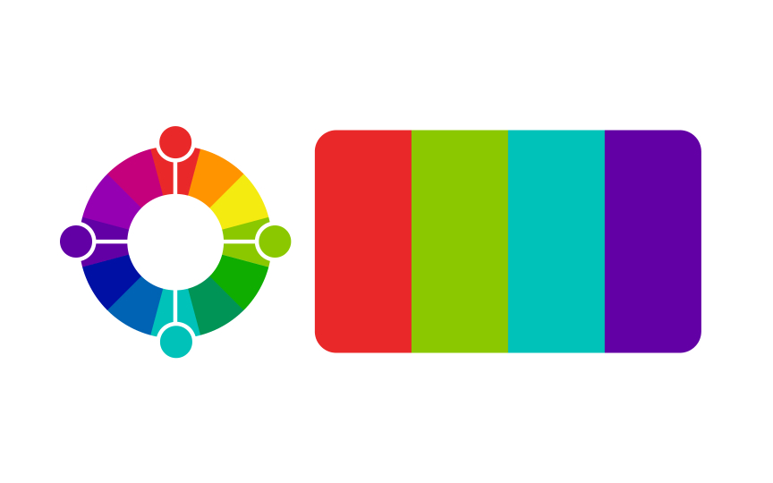 Square tetradic color schemes