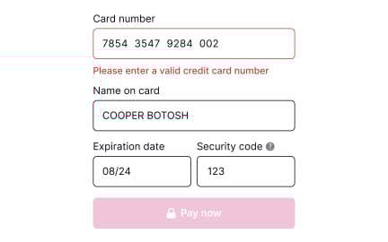 Validate payment details