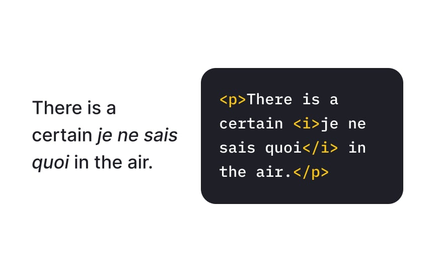 The italic text tag <i>