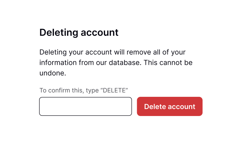Typing confirmation vs. clicking a button Best Practice