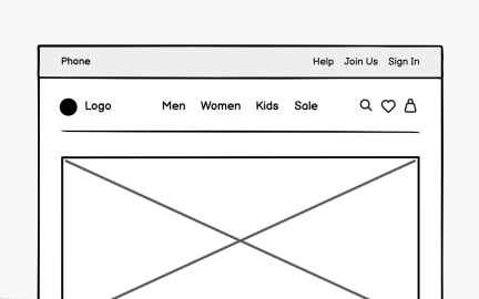 Wireframes display site architecture