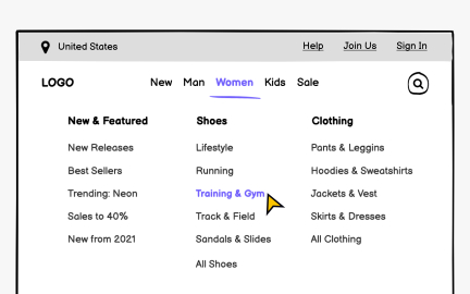 Wireframing for navigation design