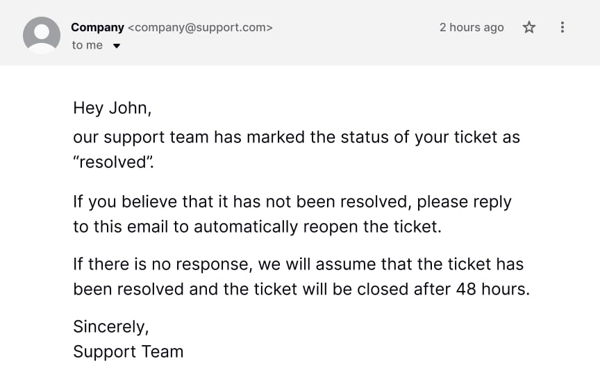 Conclude a support request Bad Practice