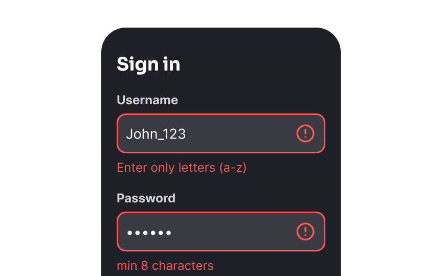 Place the error message near the erroneous input