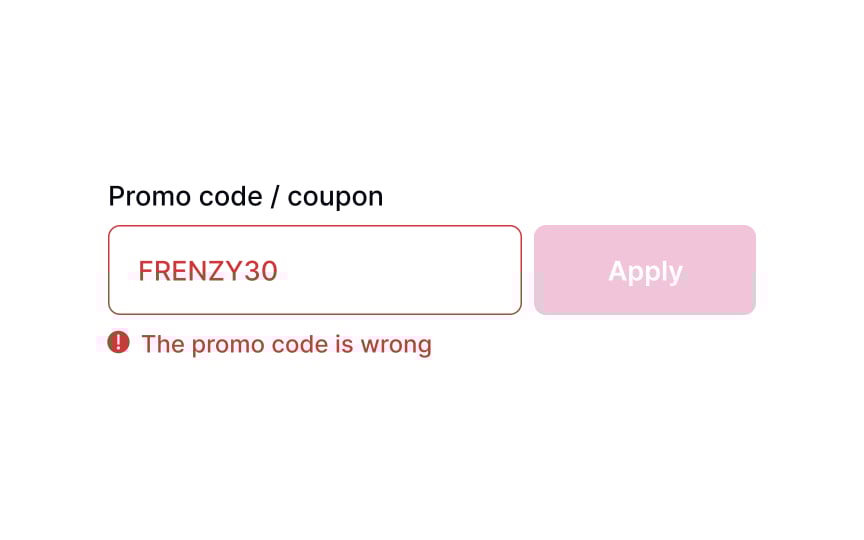 Promo code error Bad Practice