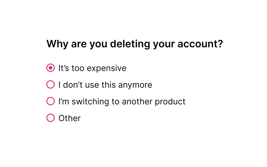 Request a reason for canceling