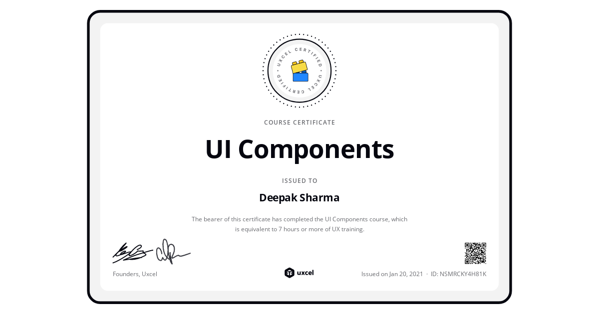 Uxcel Course Certificate of Completion | Uxcel