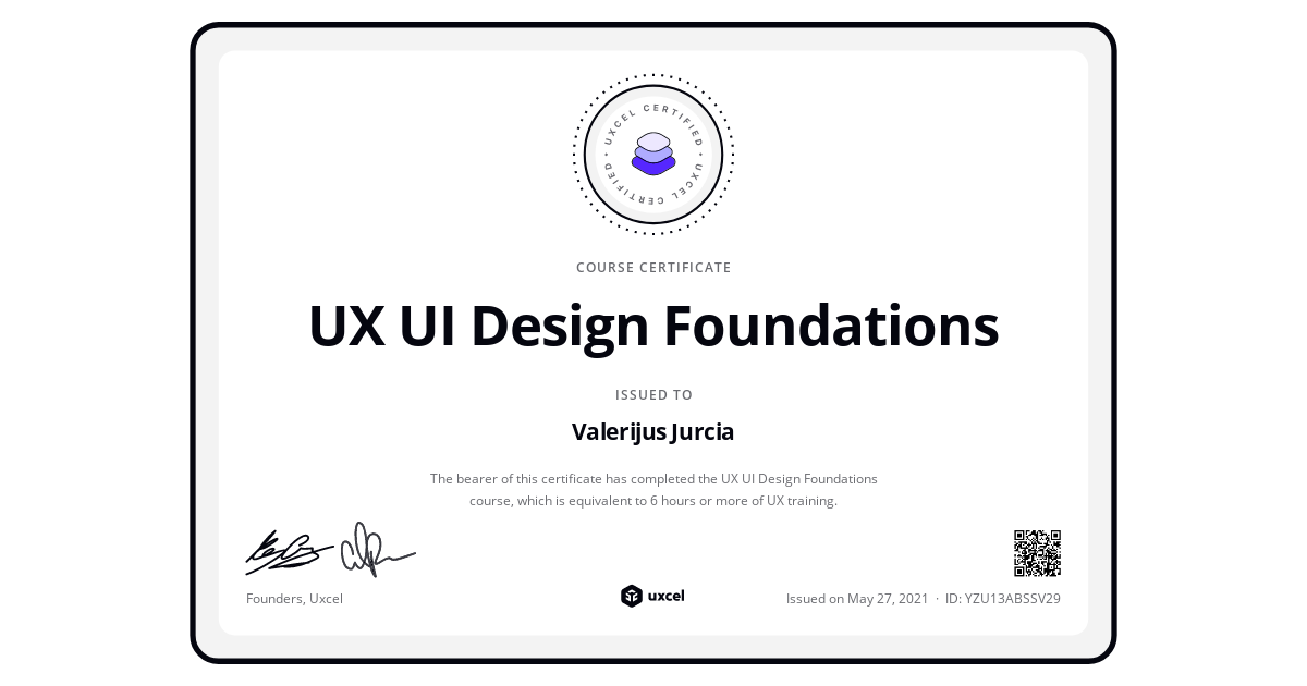 Uxcel Course Certificate of Completion | Uxcel image.