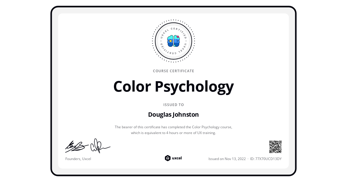 Uxcel Course Certificate of Completion Uxcel